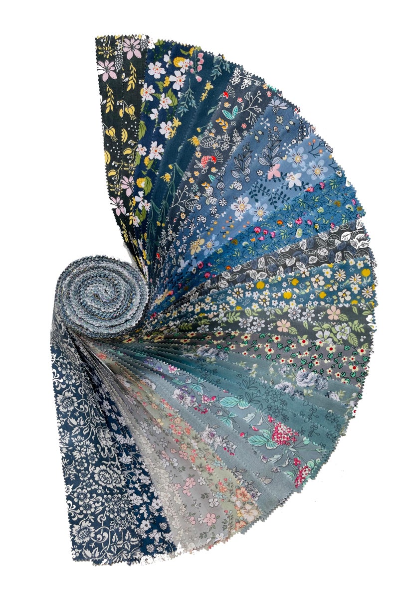 LENAILIN Jelly Roll Fabric - 20 Assorted Floral Prints  100% Cotton Quilting Fabric  40 Pre-Cut Strips (2.5 x 44 Inch) for Quilting  Sewing  and DIY Projects -Peaceful Winter - Image 2